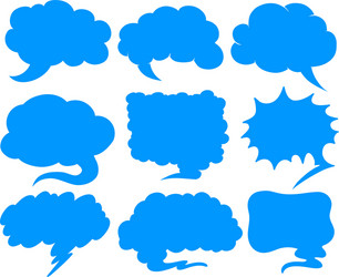 Blue speech bubbles in different shapes vector