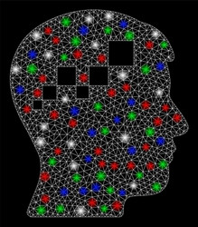 bright mesh carcass brain blockchain with flare vector image