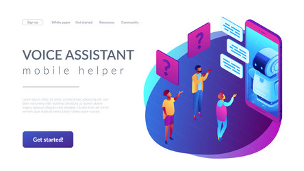 Chatbot technology isometric 3d landing page vector