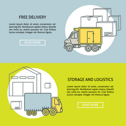 Delivery and storage horizontal banner templates vector