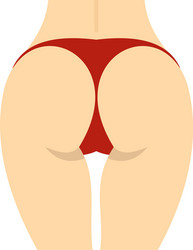 Female buttocks in red panties icon flat style vector