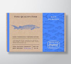 Fish pattern realistic cardboard container vector