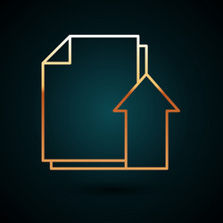gold line upload file document icon isolated vector image