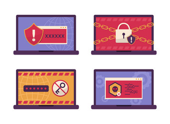 laptops system error warning virus attacked vector image