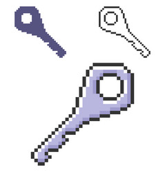 pixel icon key in three variants fully editable vector