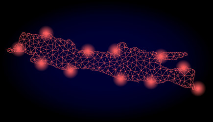 polygonal 2d mesh map of java island with red vector image