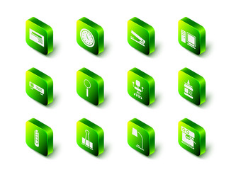 set clock office stapler computer monitor glue vector image