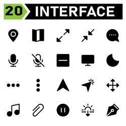 user interface icon set include map pin vector image