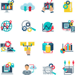Big data analytics flat icons Royalty Free Vector Image