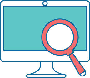 computer display with magnifying glass vector image