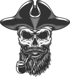 Pirate Skull with Pipe Vector Image