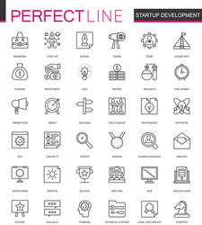 Start-up and development thin line web icons set vector