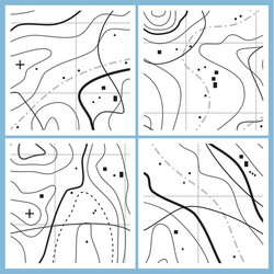 Abstract map pattern with wavy lines vector