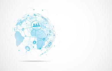global network connection world map point vector image