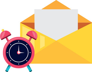 alarm clock with envelope mail vector image