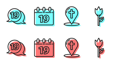 set line map pointer with christian cross speech vector image