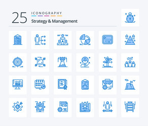 Strategy and management 25 blue color icon pack vector