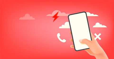 man using modern smartphone with empty screen red vector image