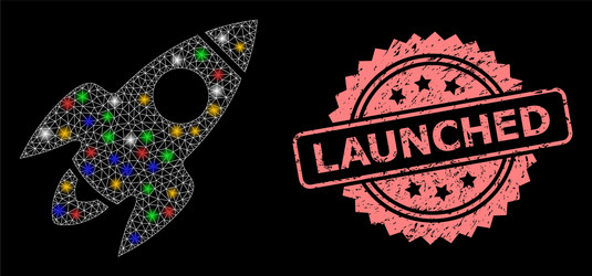scratched launched seal and net rocket flight vector image
