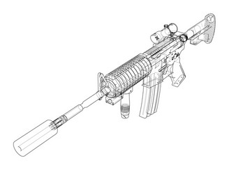 machine gun rendering of 3d vector