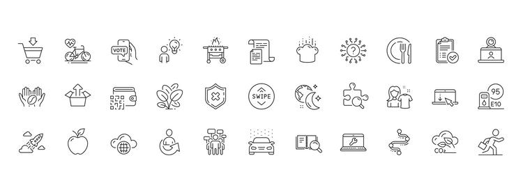 swipe up cloud computing and share line icons vector image