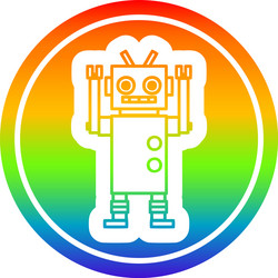 dancing robot circular in rainbow spectrum vector image