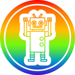 Dancing robot circular in rainbow spectrum vector