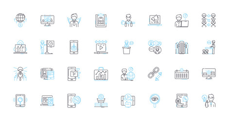 digital strategy linear icons set analytics vector image