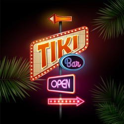 Neon Tiki Bar Sign Vector Image