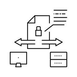 Secure file upload computer server line icon vector