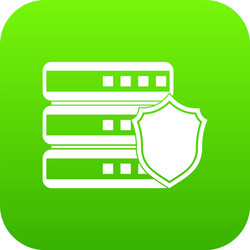 Database with gray shield icon digital green vector