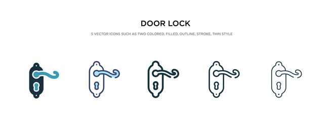 Door lock icon in different style two colored vector