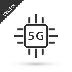 grey computer processor 5g with microcircuits cpu vector image
