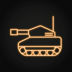 military tank neon icon in line style vector