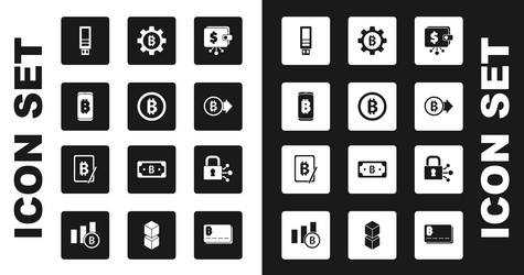 set cryptocurrency wallet bitcoin mining vector image