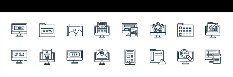 web development line icons linear set quality vector image