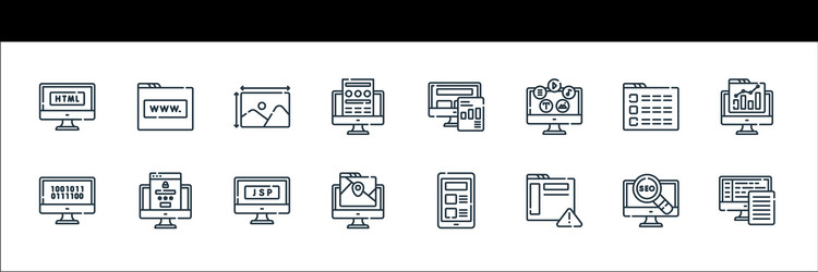 Web development line icons linear set quality vector