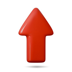 3d arrow pointing up red color realistic vector image