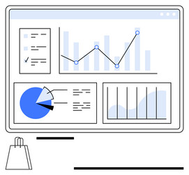 data dashboard with analytics charts and shopping vector image