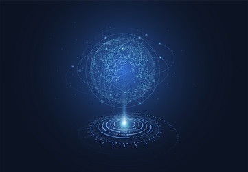 global network connection world map point vector image