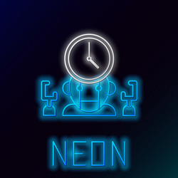 glowing neon line robot and digital time manager vector image