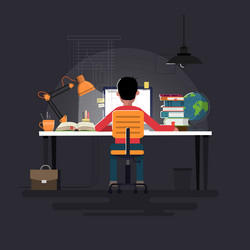 Man Working on Computer at Desk vector image