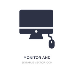 monitor and computer mouse icon on white vector