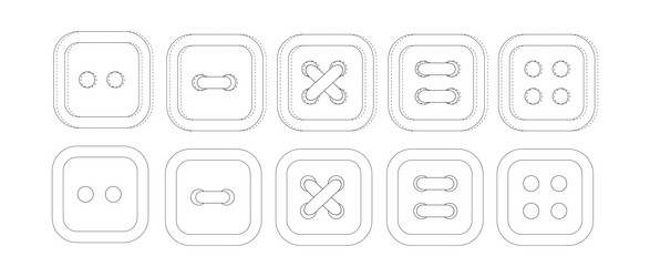set of white square buttons button with two vector image