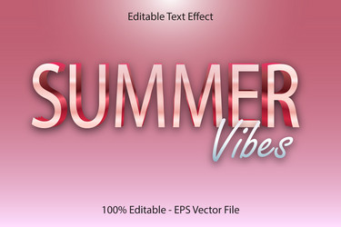 summer vibes editable text effect 3d emboss vector image