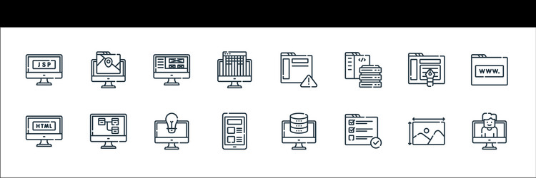 web development line icons linear set quality vector