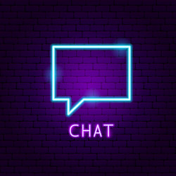 Chat neon label vector