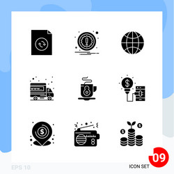 modern pack 9 icons solid glyph symbols vector