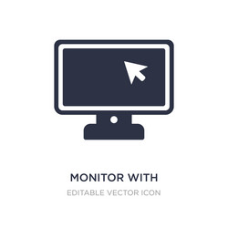 Monitor with mouse cursor icon on white vector