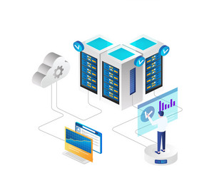 platform controlling and maintaining cloud server vector image